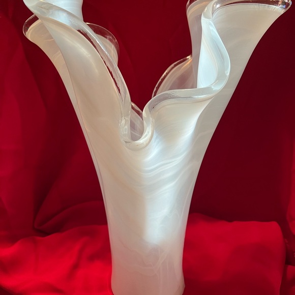 Large Italian Swirl & Swung Art  Glass Vase Label Murano - Picture 3 of 7